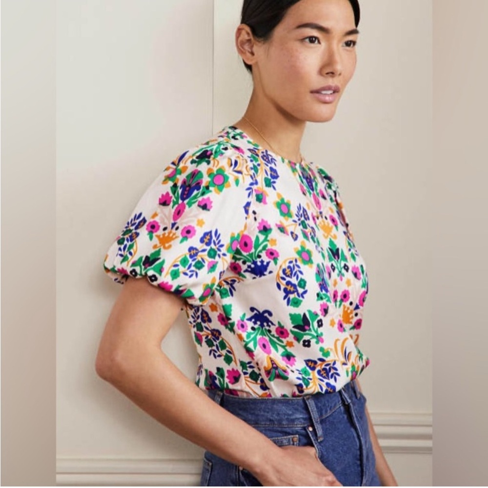 Boden White and Pink Blouse Elegant Top
